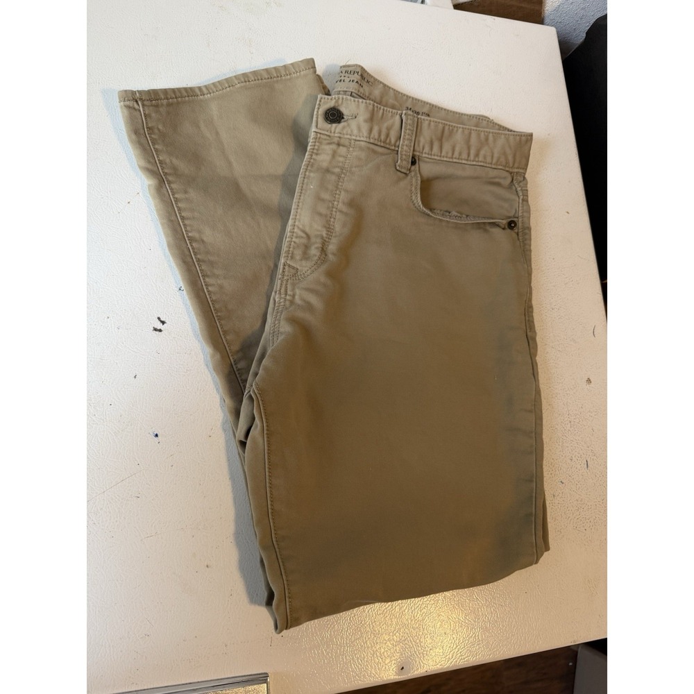 Banana Republic Traveler Jeans Mens 34x30 Khaki Slim Fit Stretch Travel